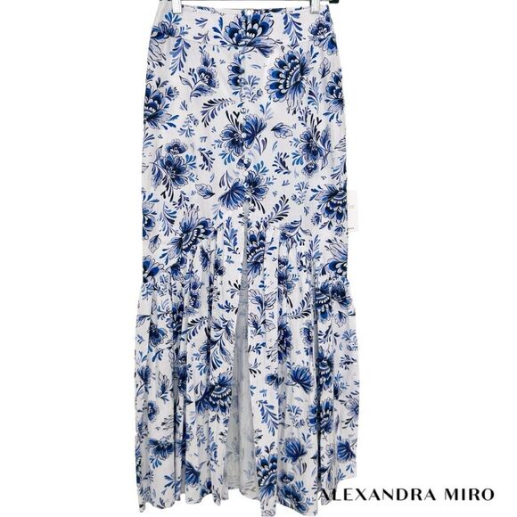 ALEXANDRA MIRO **NWT** Delliah China Blue Floral Print Cotton Skirt -my Theresa - Picture 5 of 10